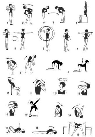 A set of exercises for osteochondrosis
